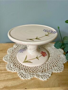 Vintage 1999 Bath & Body Works Ceramic Floral Pedestal French Country Farmhouse